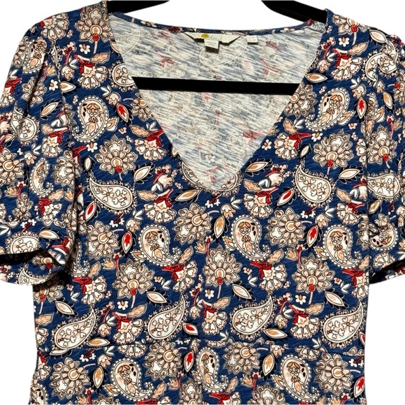 Boden Jersey Puff Sleeve V-Neckline Paisley Print Mini Dress - Picture 6 of 16